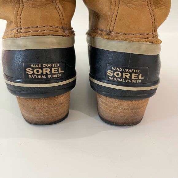 Sorel Duck Boot Size 7.5 Slimpack II Lace Up Brown Leather Gray Wool - Picture 7 of 15